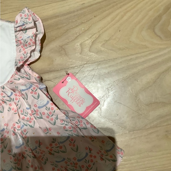 NWT Ricrac & Ruffles S Monigrammed Dress for Baby Girl Swan floral Print - Picture 5 of 5